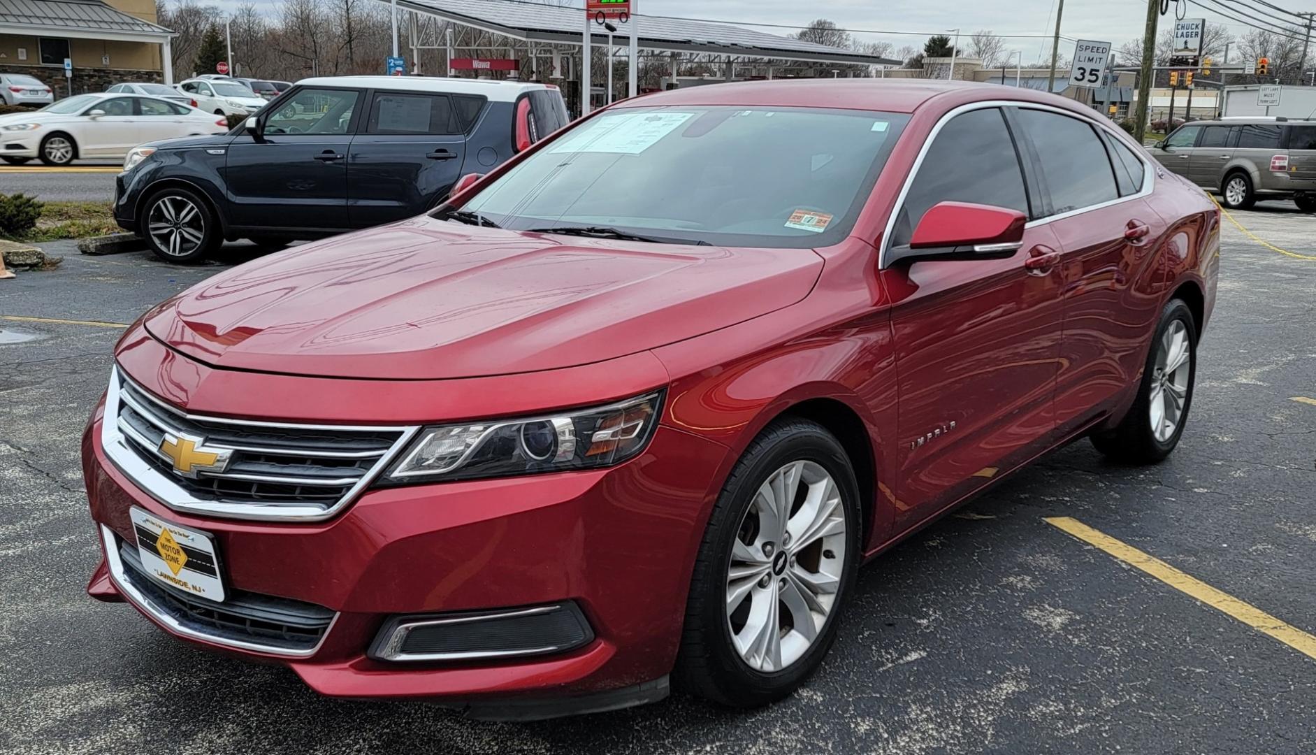 2015 RED /Gray Chevrolet Impala LT (1G1125S37FU) with an 3.6 Flex Fuel engine, Automatic transmission, located at 341 N White Horse Pike, Lawnside, NJ, 08045, (856) 262-9500, 39.855621, -75.027451 - Photo#0